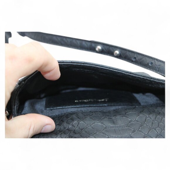 Victorias Secret Crossbody Bag Rainbow Stripe Black Faux Crocodile Studded Strap - Picture 4 of 5